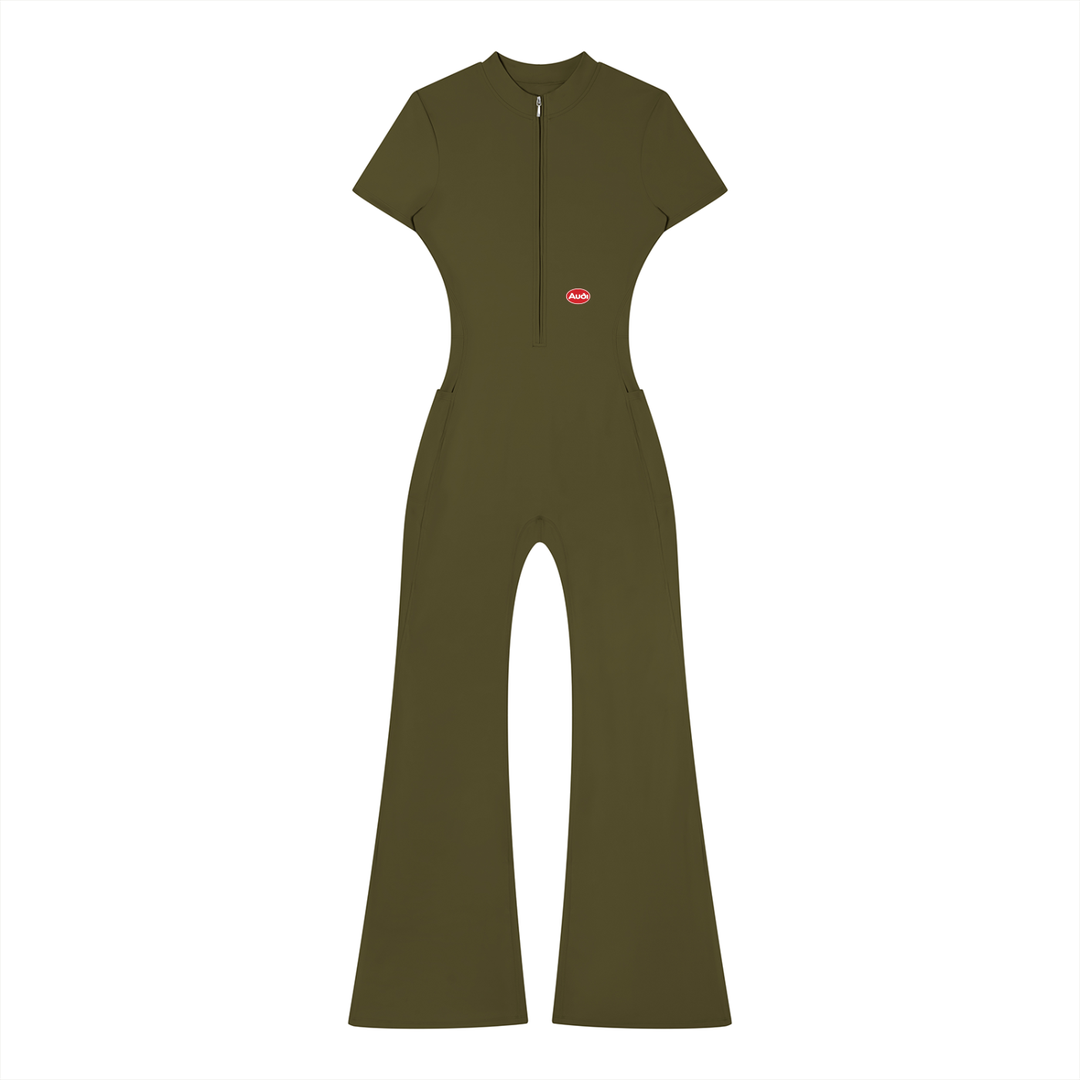 Audi Flared Leg Quarter-Zip Jumpsuit