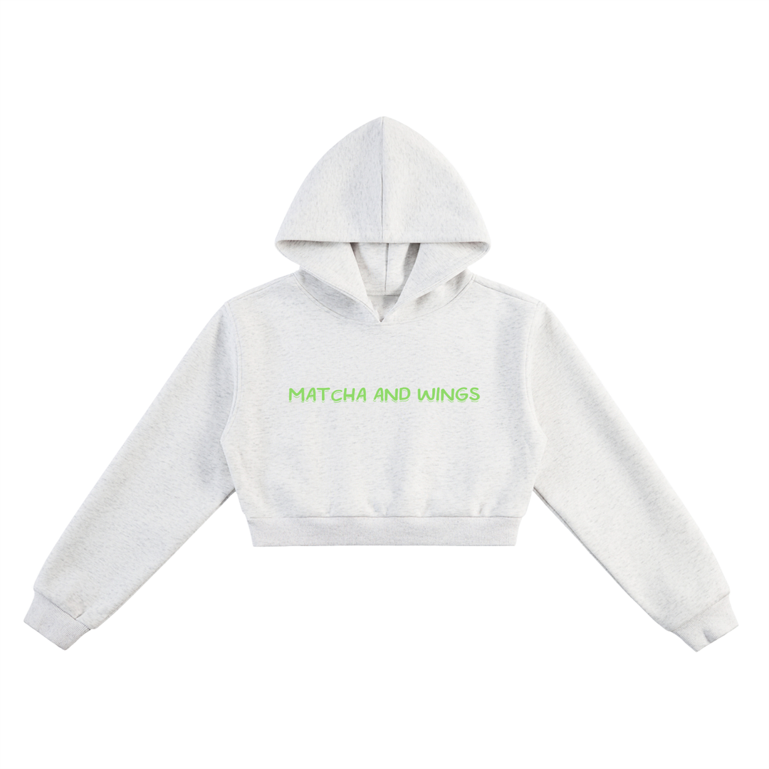 Matcha and Wings Cropped Hoodie