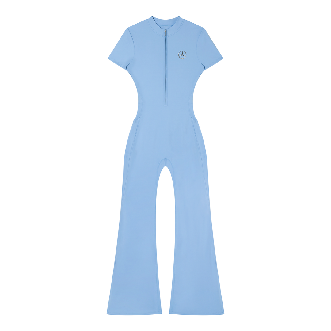 Mercedes Flared Leg Quarter-Zip Jumpsuit