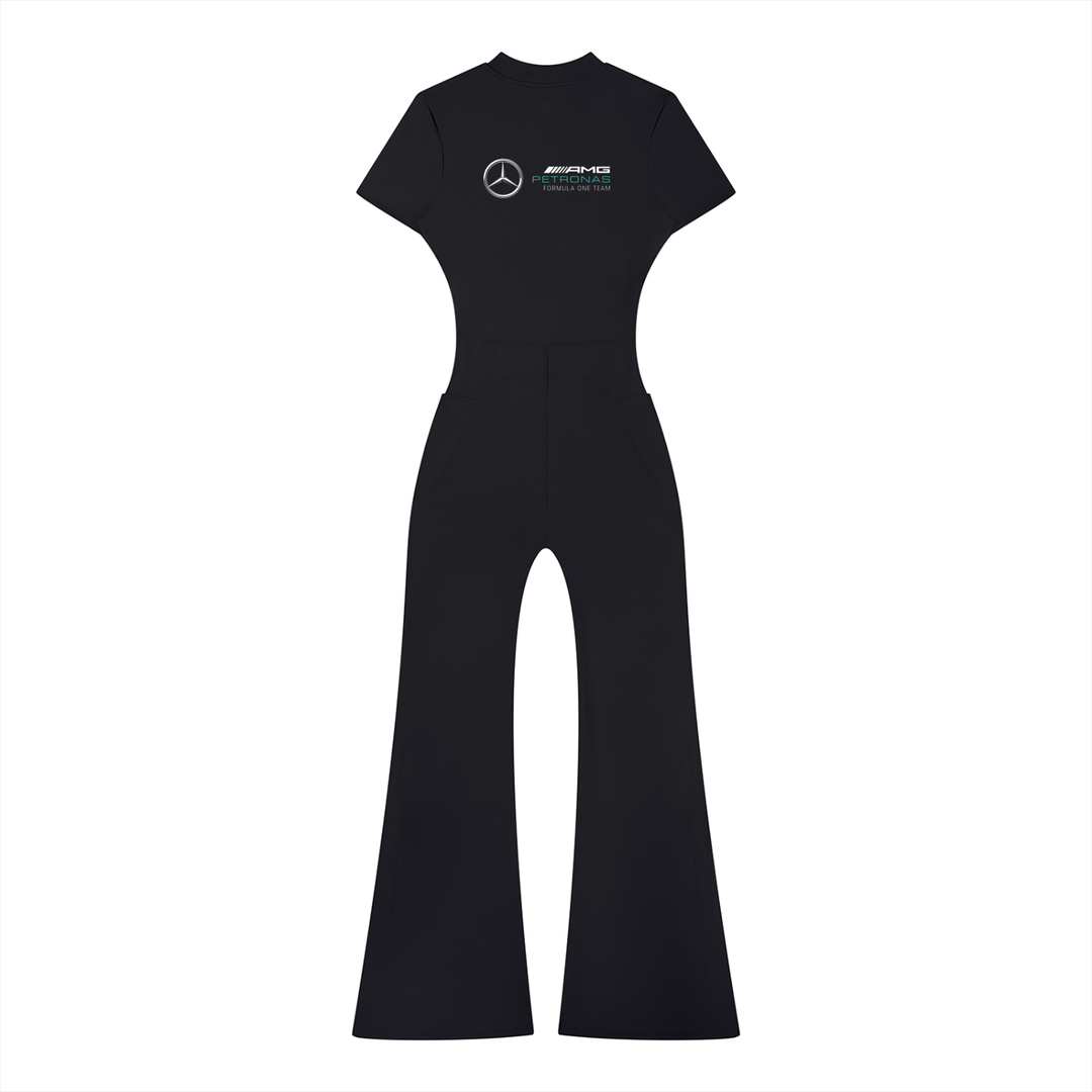Mercedes Flared Leg Quarter-Zip Jumpsuit