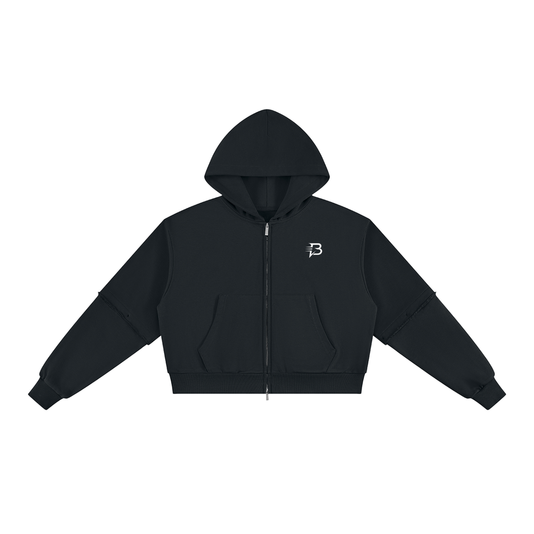 Women's Vintage Wash Detachable Sleeves Hoodie