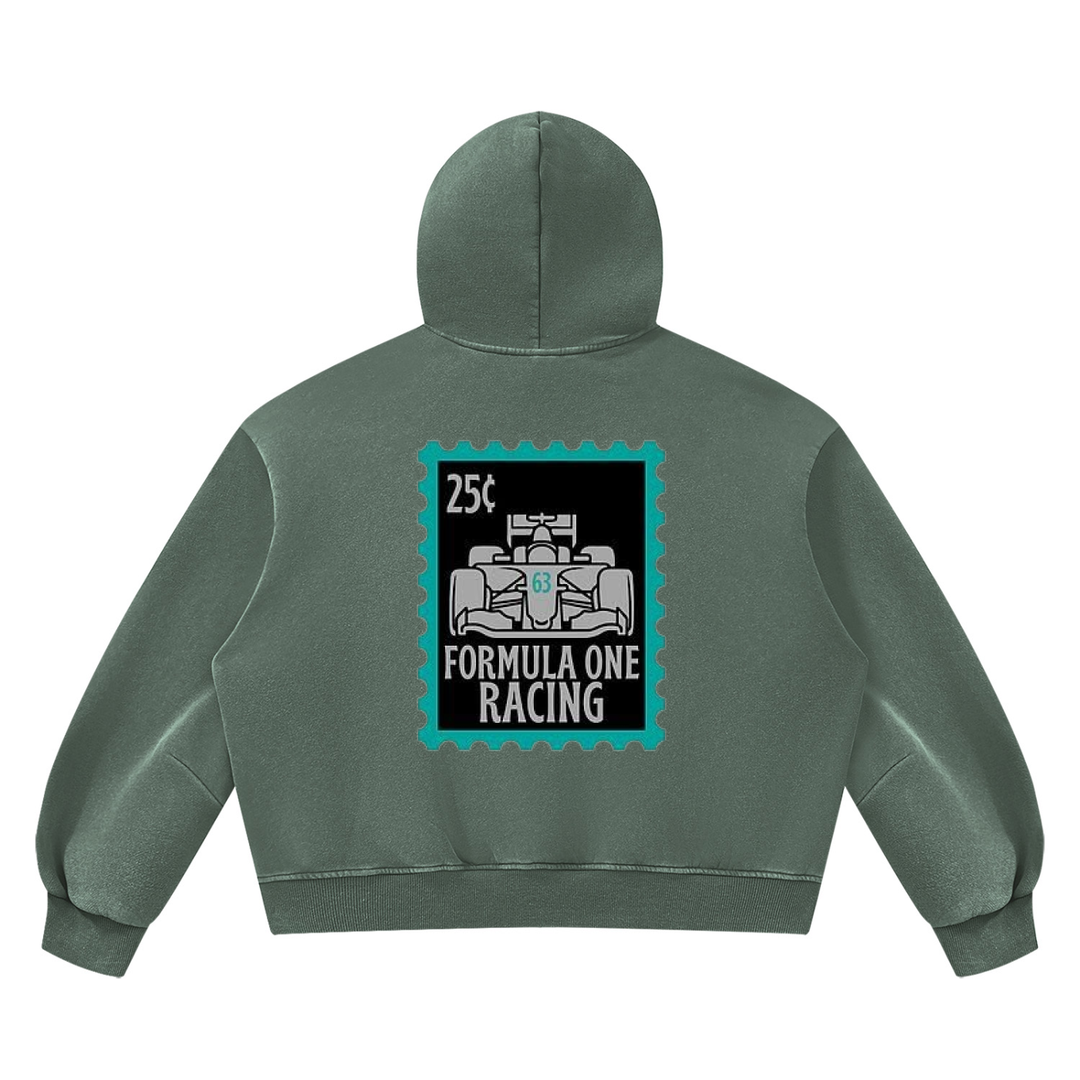 F1 Stamp Unisex Vintage Wash Boxy Fleece Hoodie