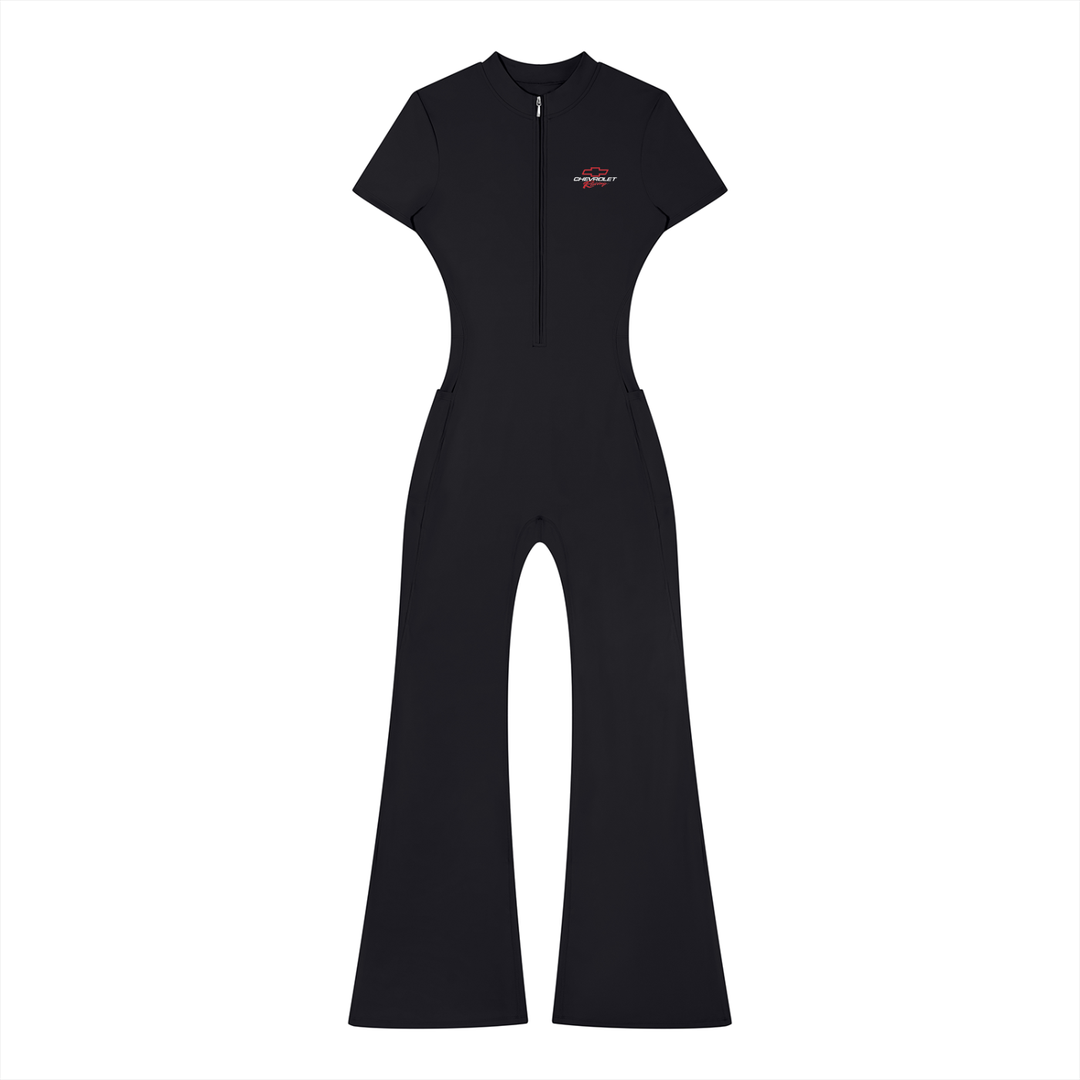 Chevy Love Flared Leg Quarter-Zip Jumpsuit