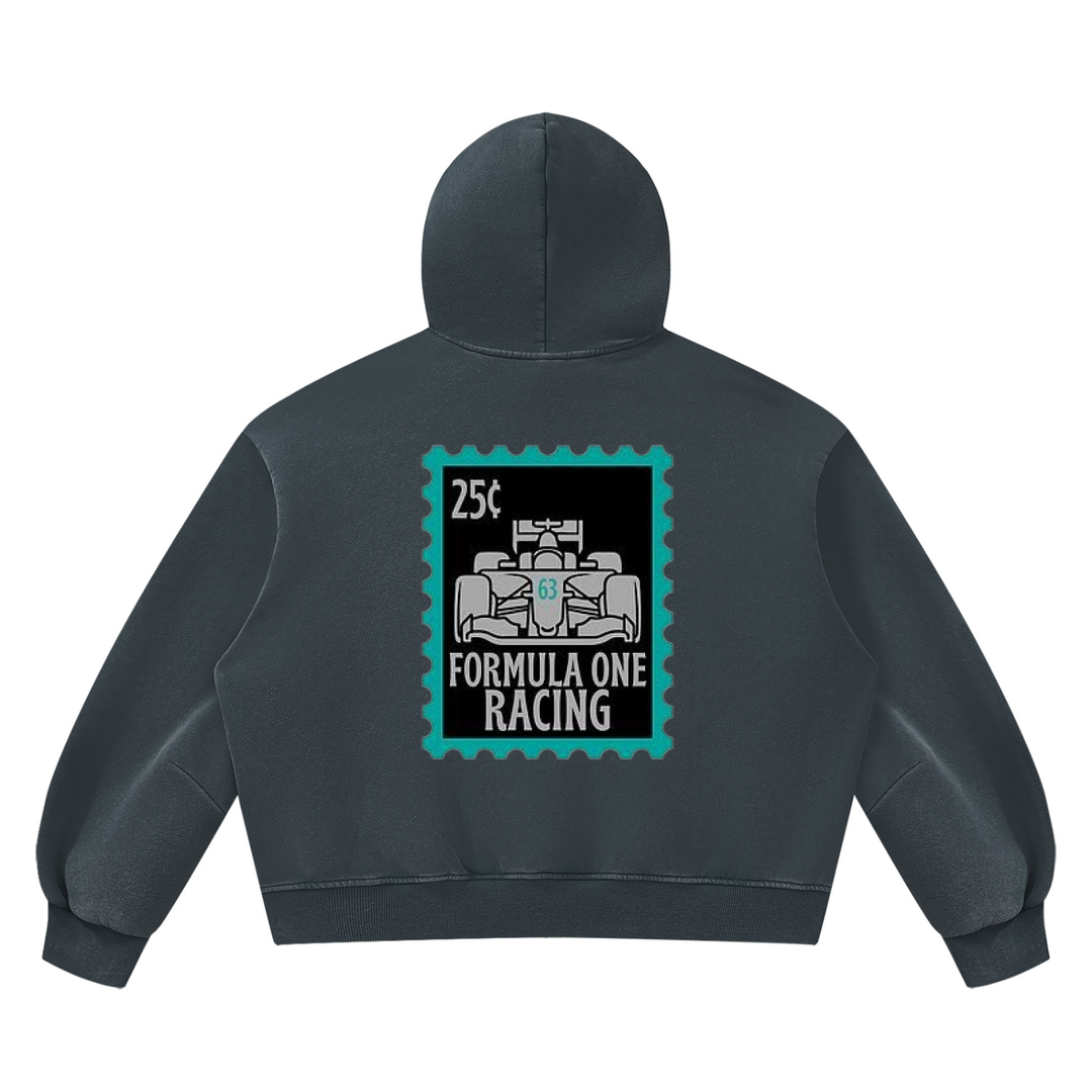 F1 Stamp Unisex Vintage Wash Boxy Fleece Hoodie