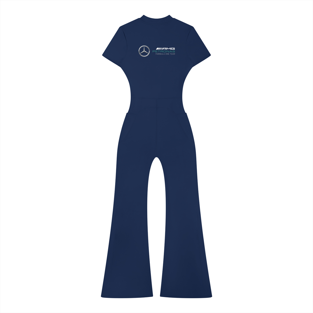 Mercedes Flared Leg Quarter-Zip Jumpsuit