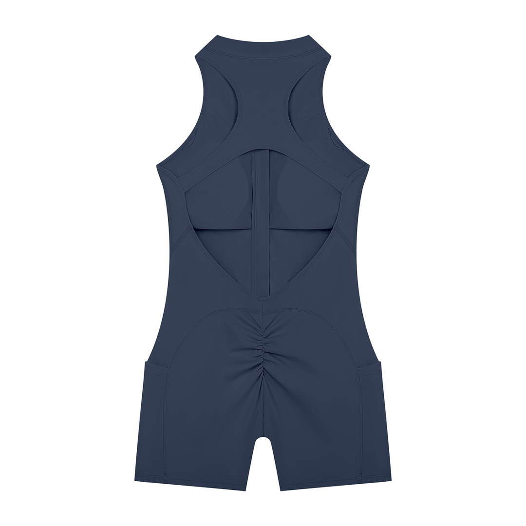 Goodyear Quarter-Zip Yoga Romper