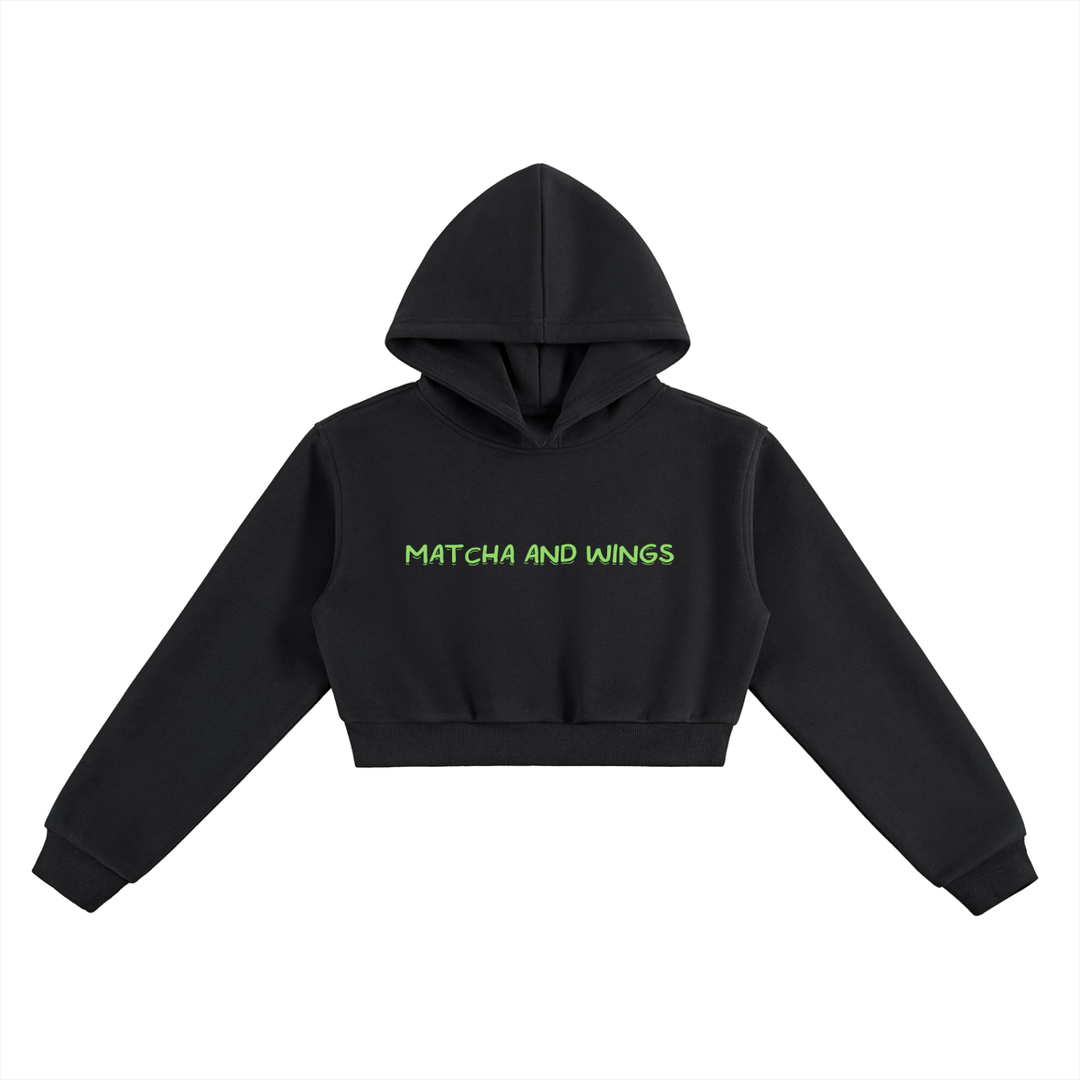 Matcha and Wings Cropped Hoodie