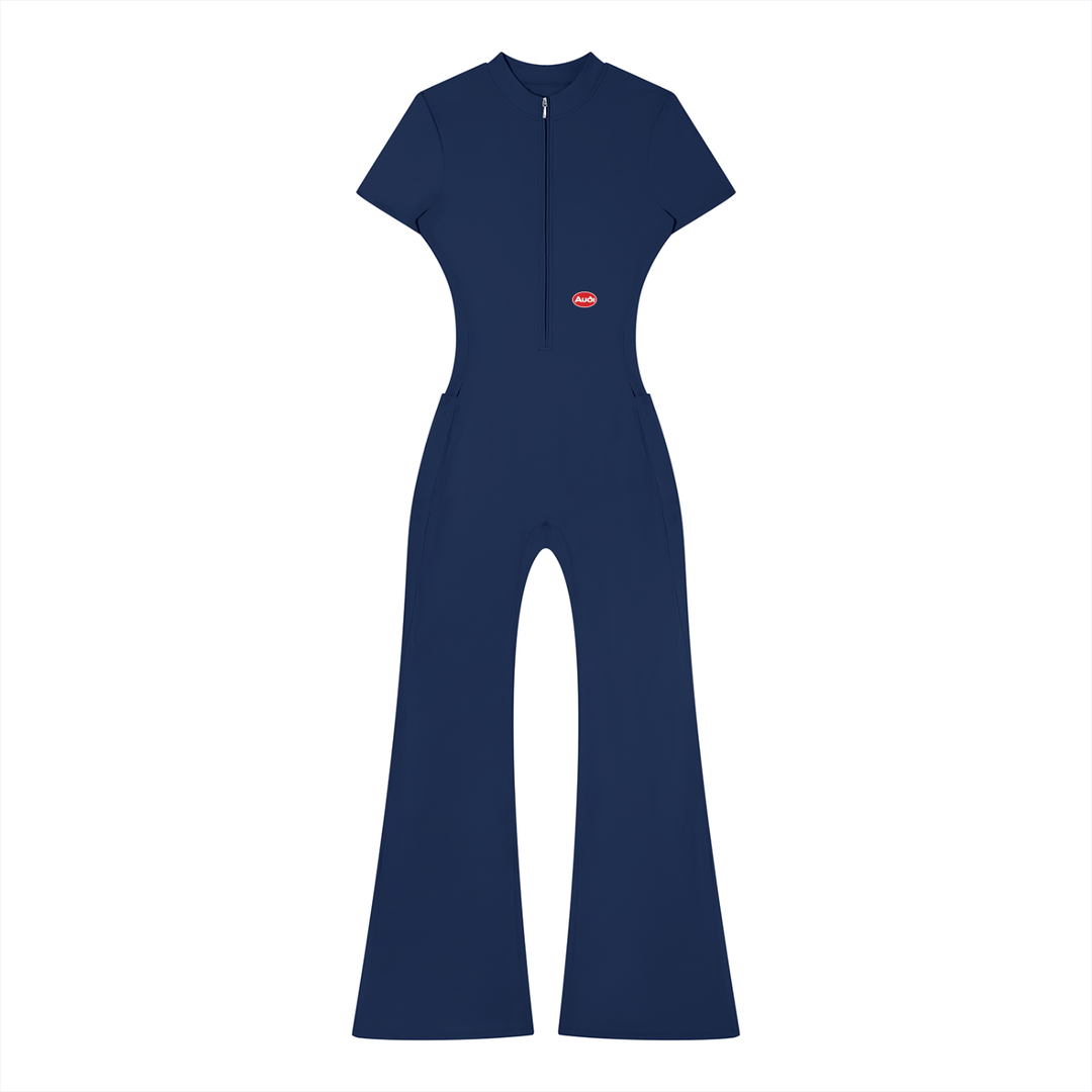 Audi Flared Leg Quarter-Zip Jumpsuit