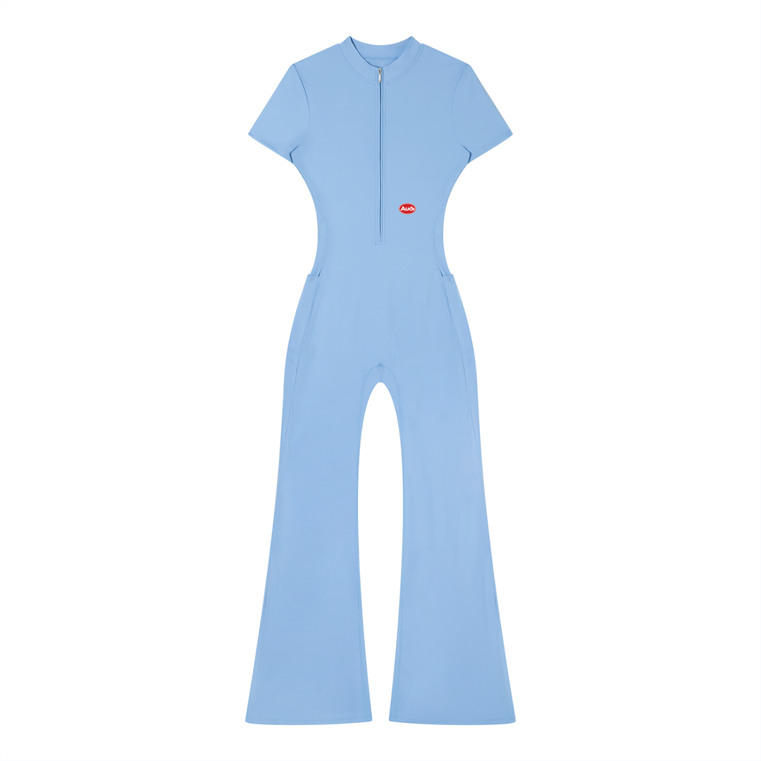 Audi Flared Leg Quarter-Zip Jumpsuit