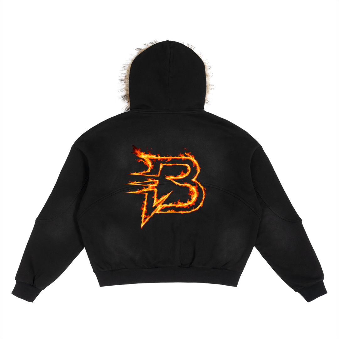 Blazing B Boxy Detachable Fur Hoodie