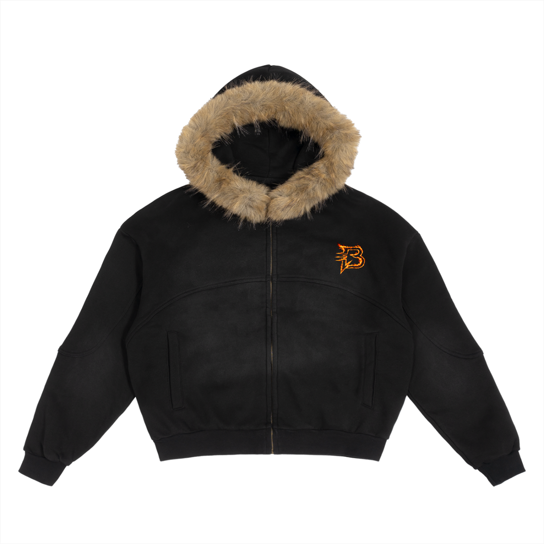 Blazing B Boxy Detachable Fur Hoodie