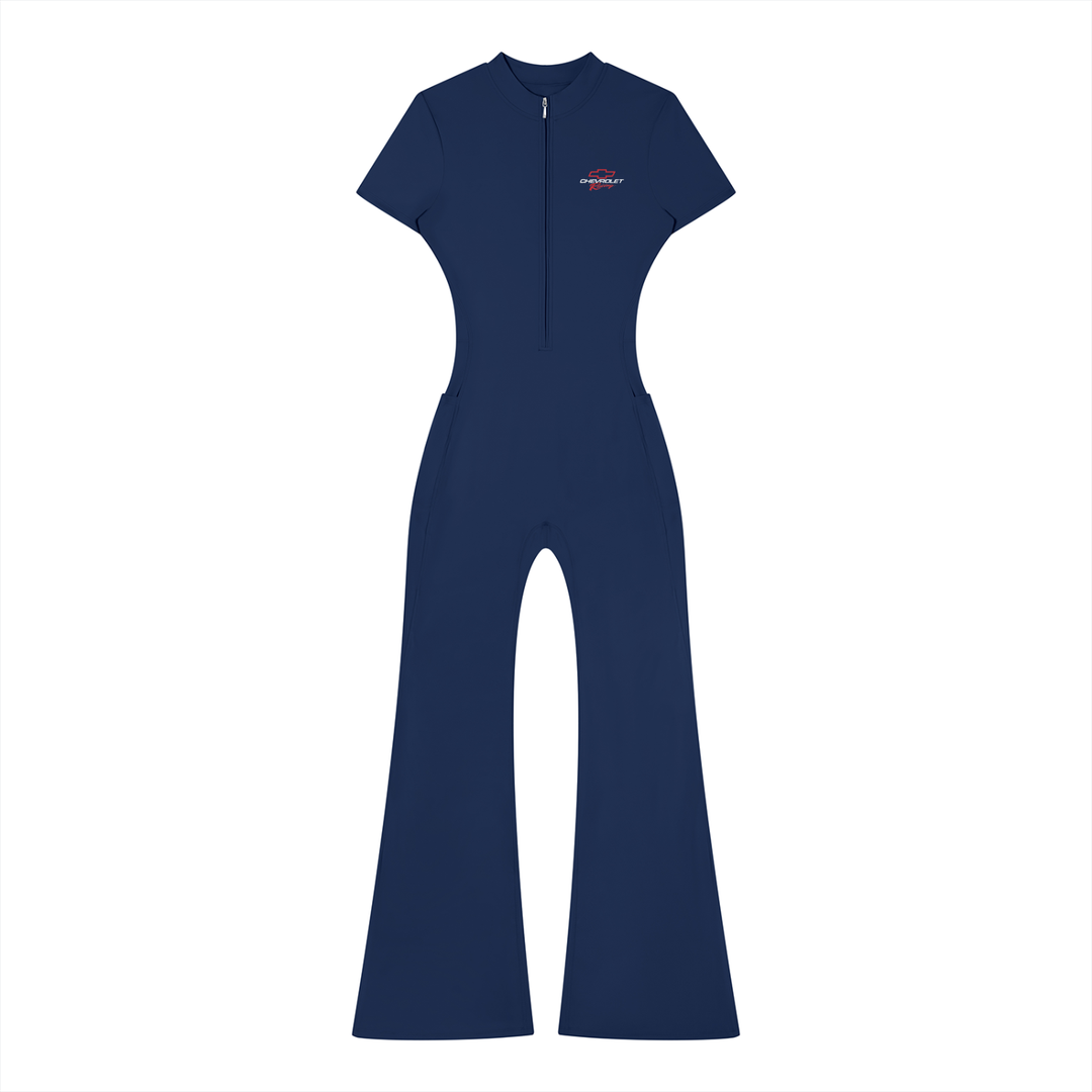 Chevy Love Flared Leg Quarter-Zip Jumpsuit