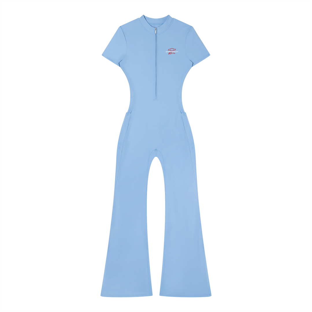Chevy Love Flared Leg Quarter-Zip Jumpsuit
