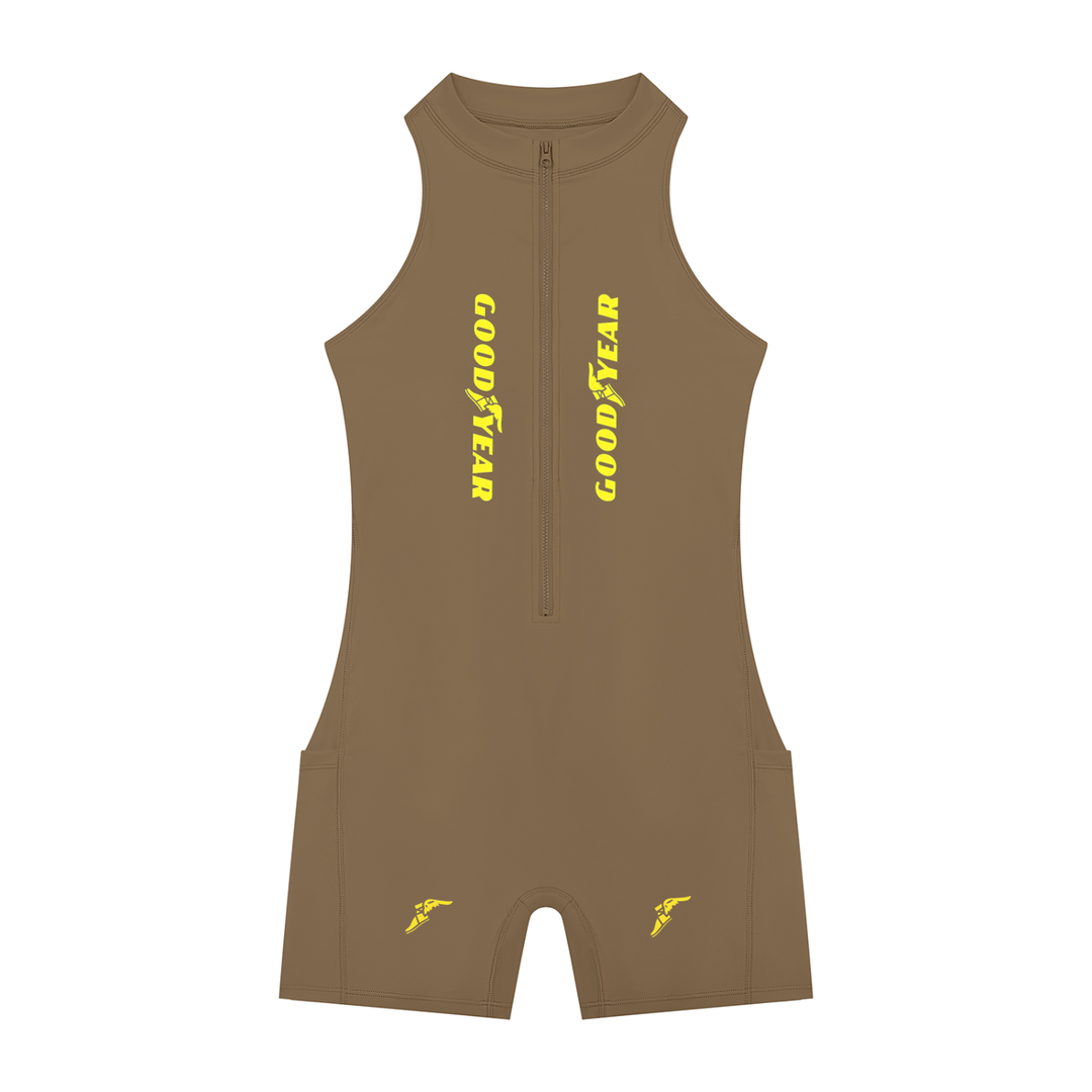 Goodyear Quarter-Zip Yoga Romper
