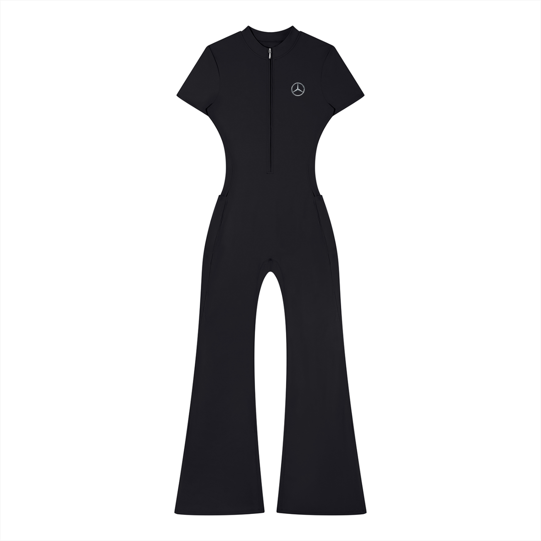 Mercedes Flared Leg Quarter-Zip Jumpsuit