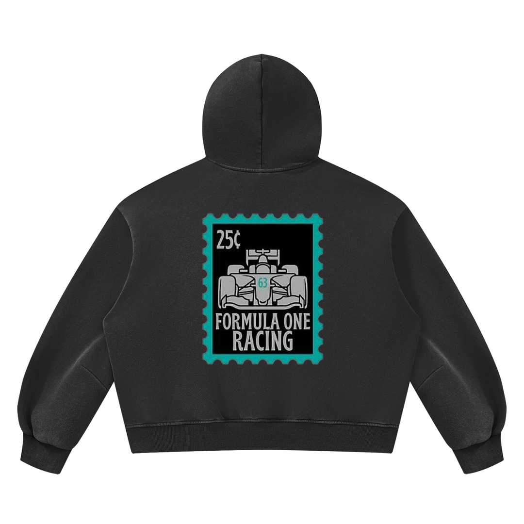 F1 Stamp Unisex Vintage Wash Boxy Fleece Hoodie