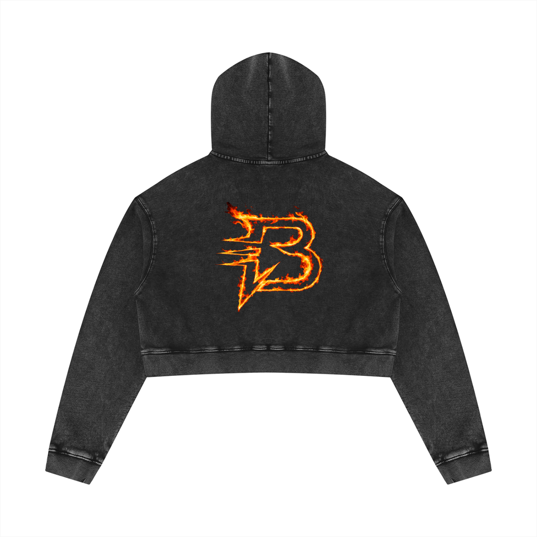 Blazing B Washed Crop Hoodie