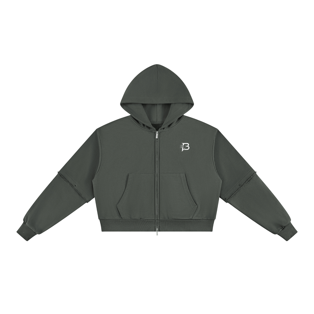 Women's Vintage Wash Detachable Sleeves Hoodie